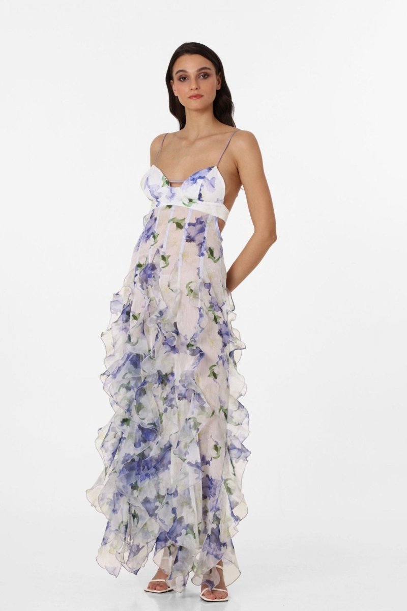 dresses - Alexia Ruffle Sheer Maxi Dress - SD00606282991 - Blue - S - Sunfere