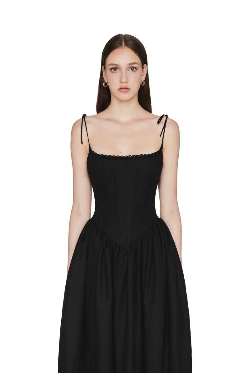 Alva Lace Trimmet A-line Midi Slip Dress