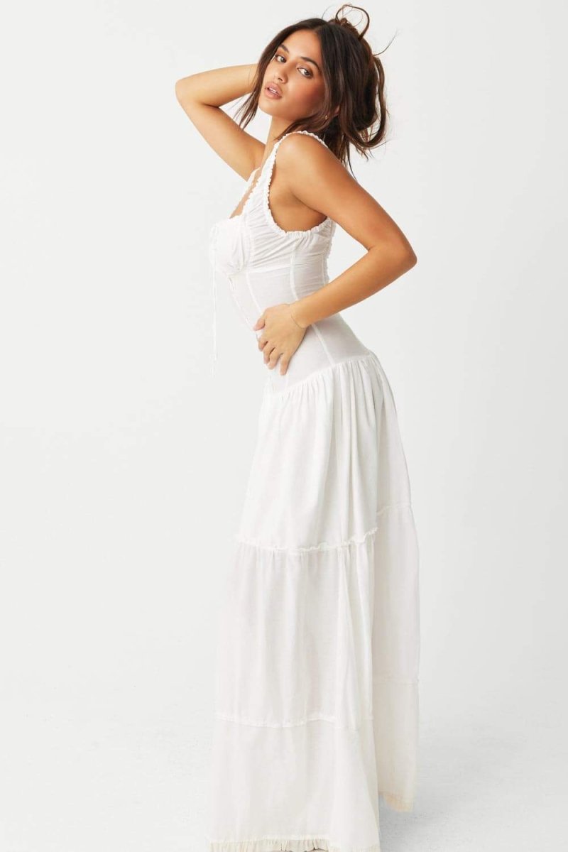 Robe longue semi-transparente à volants Anastasia