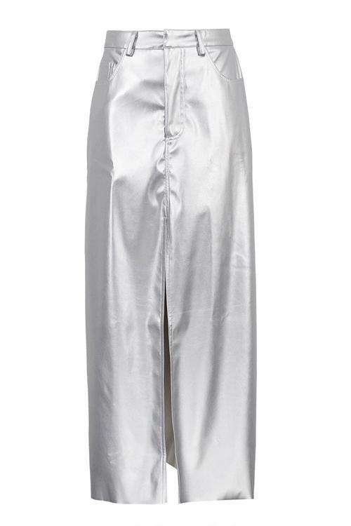 Andrey Metallic Maxi Slit Kjol