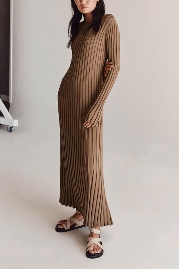 Πλεκτό φόρεμα Antonia Rib Flare Maxi