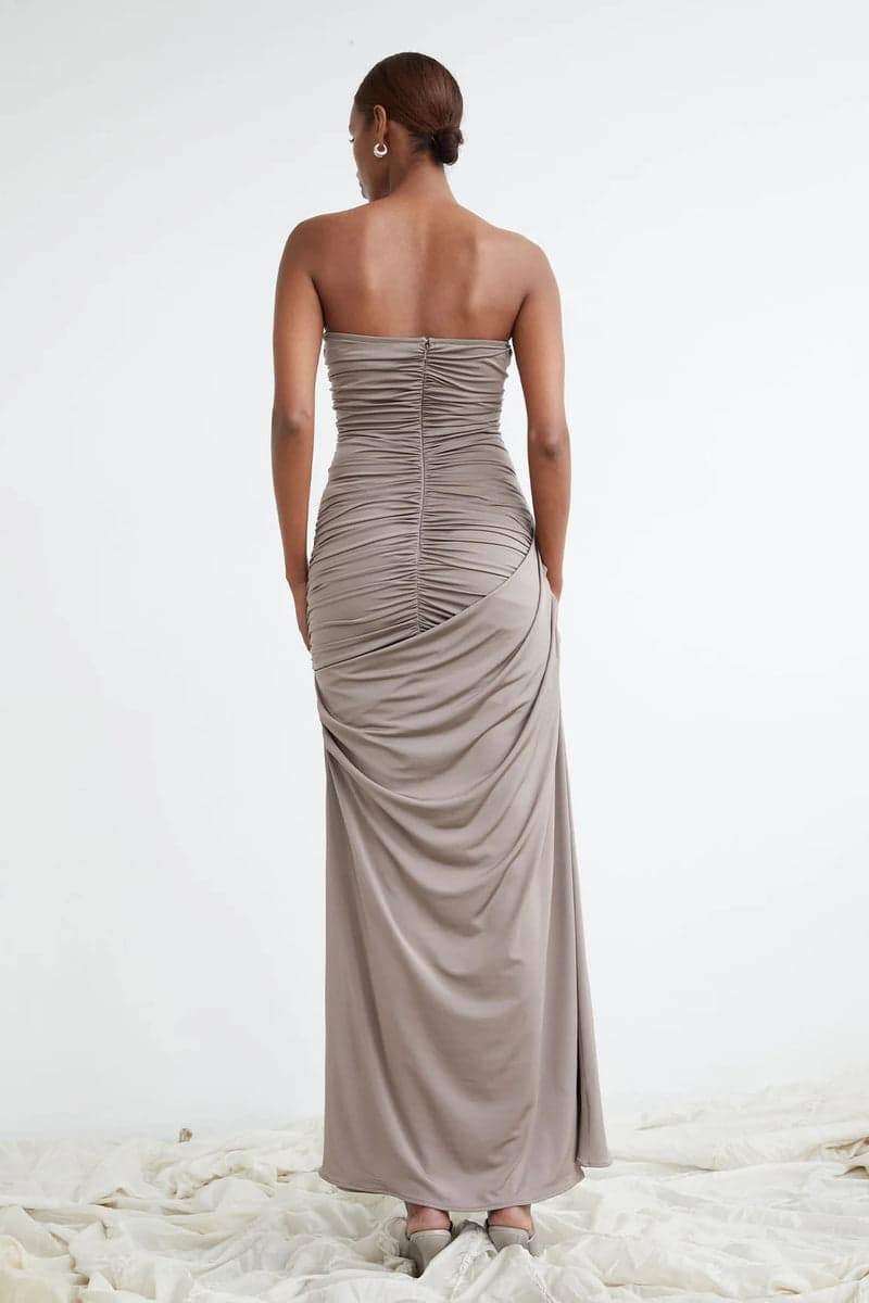 Arlene Ruched V-neck Maxi Dress