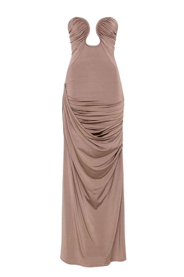 Arlene Ruched V-neck Maxi Dress