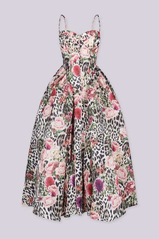 Conjunto de calças florais com mangas balonê Félice