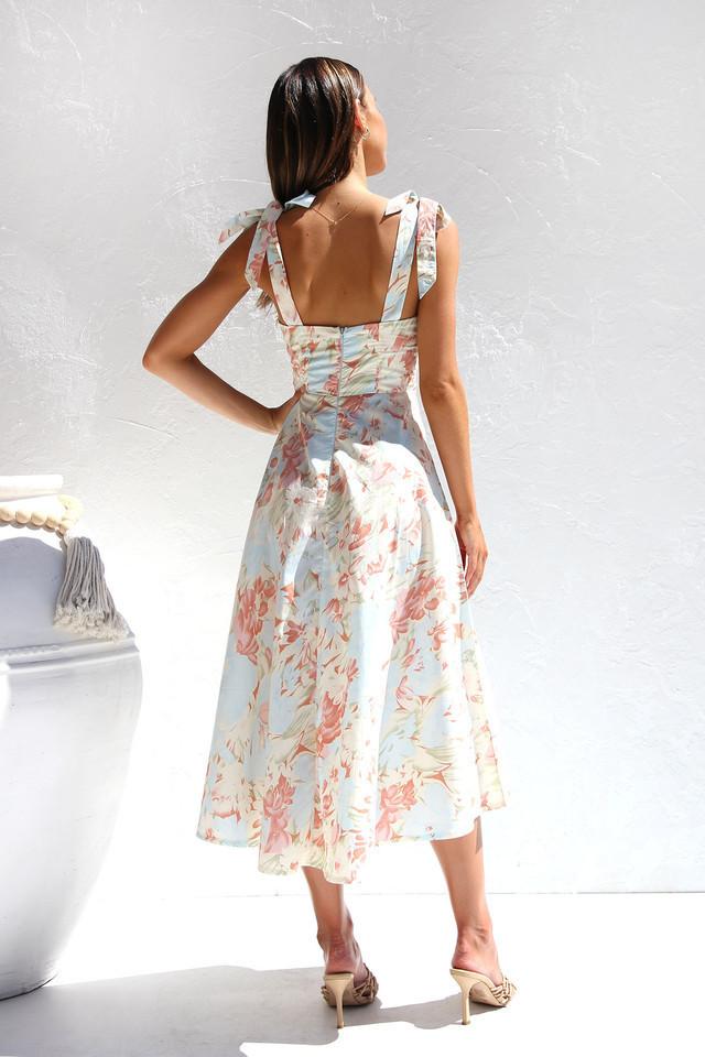 Vestido midi com alças estampadas Beata