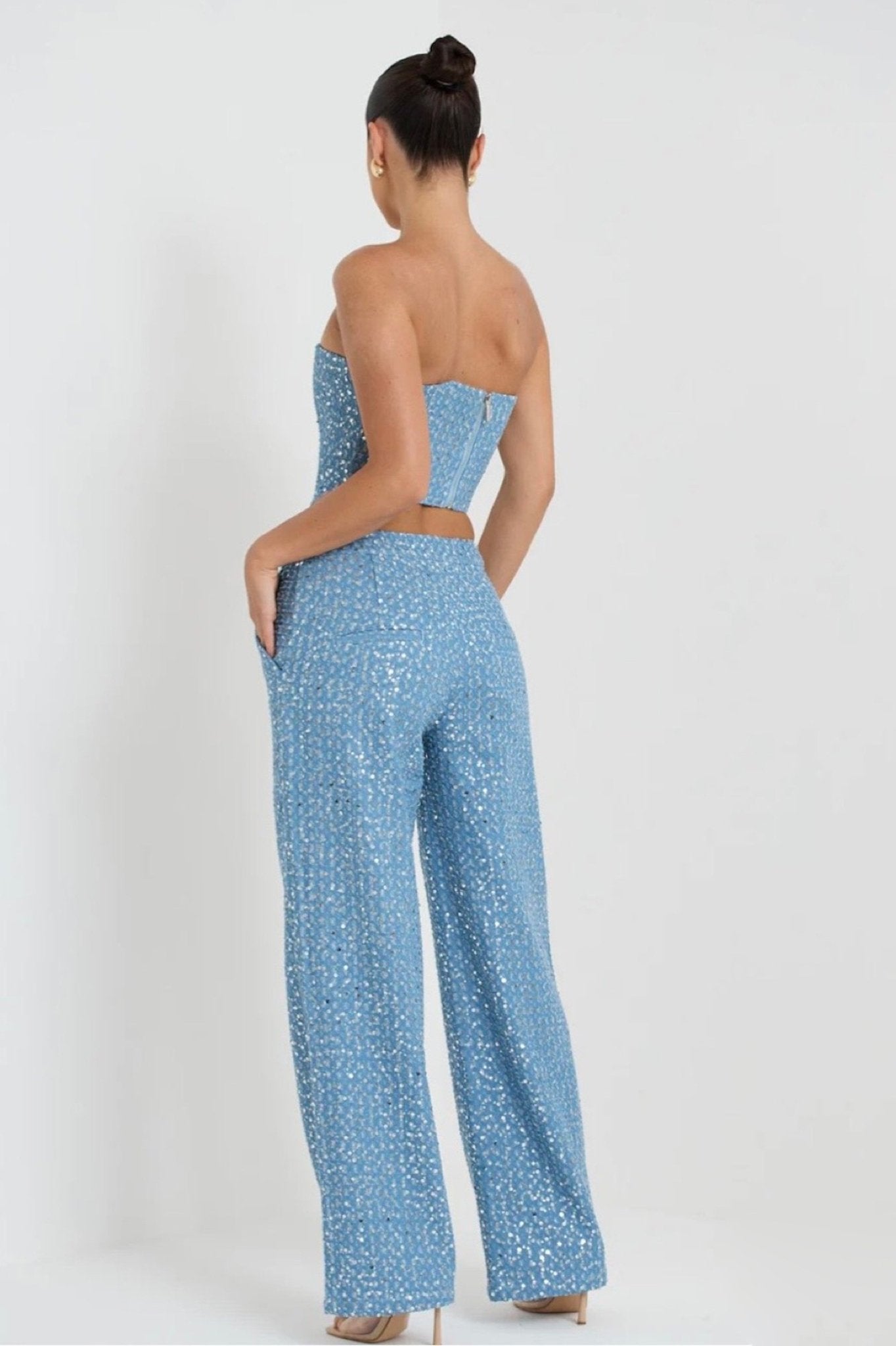 Belinda Sequins Denim Pants Set-Sunfere