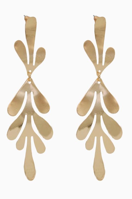 Boucles d'oreilles pendantes en forme de feuille en laiton