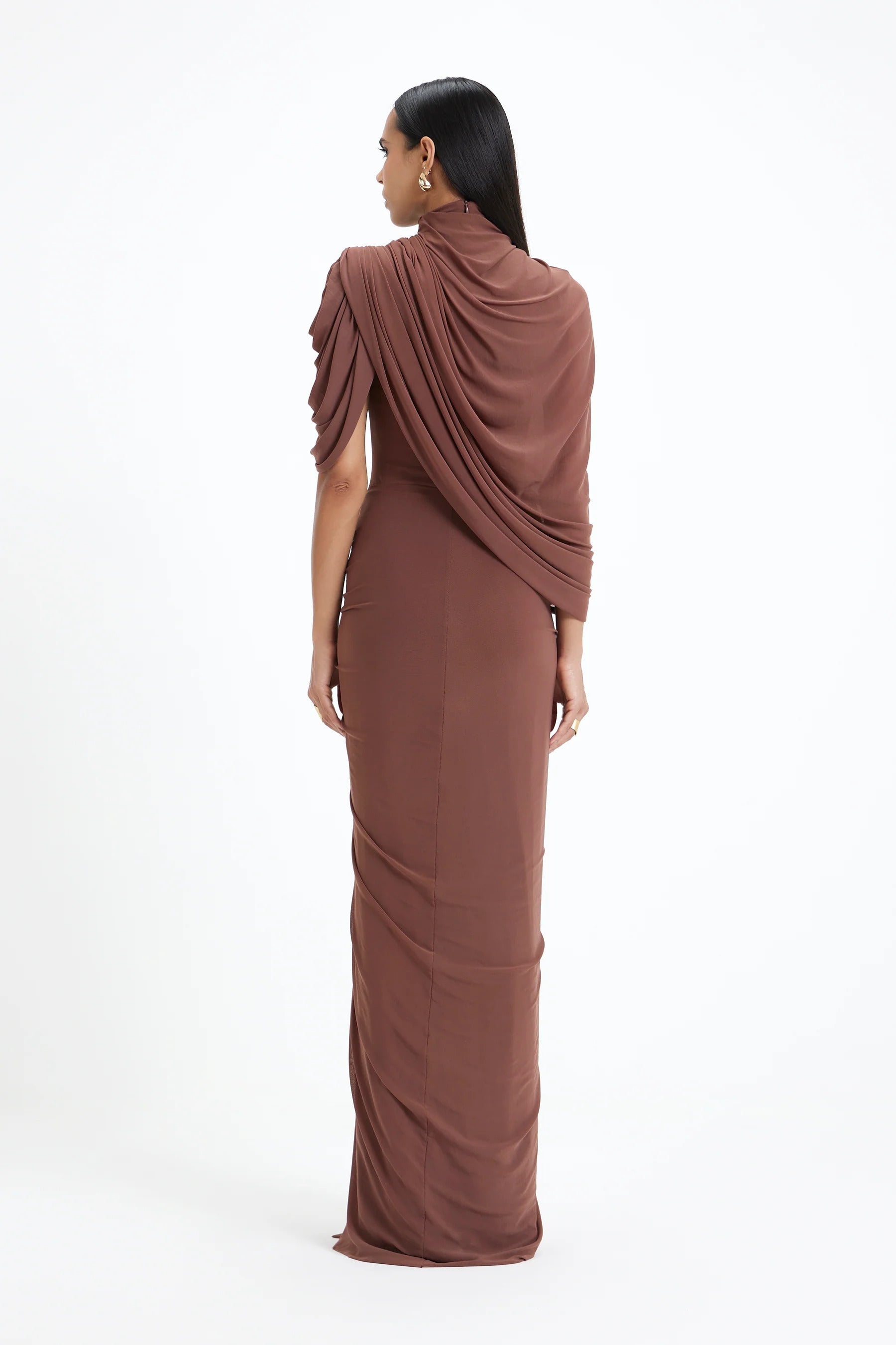 Timeless Asymmetrical Mocha Luxe Dress