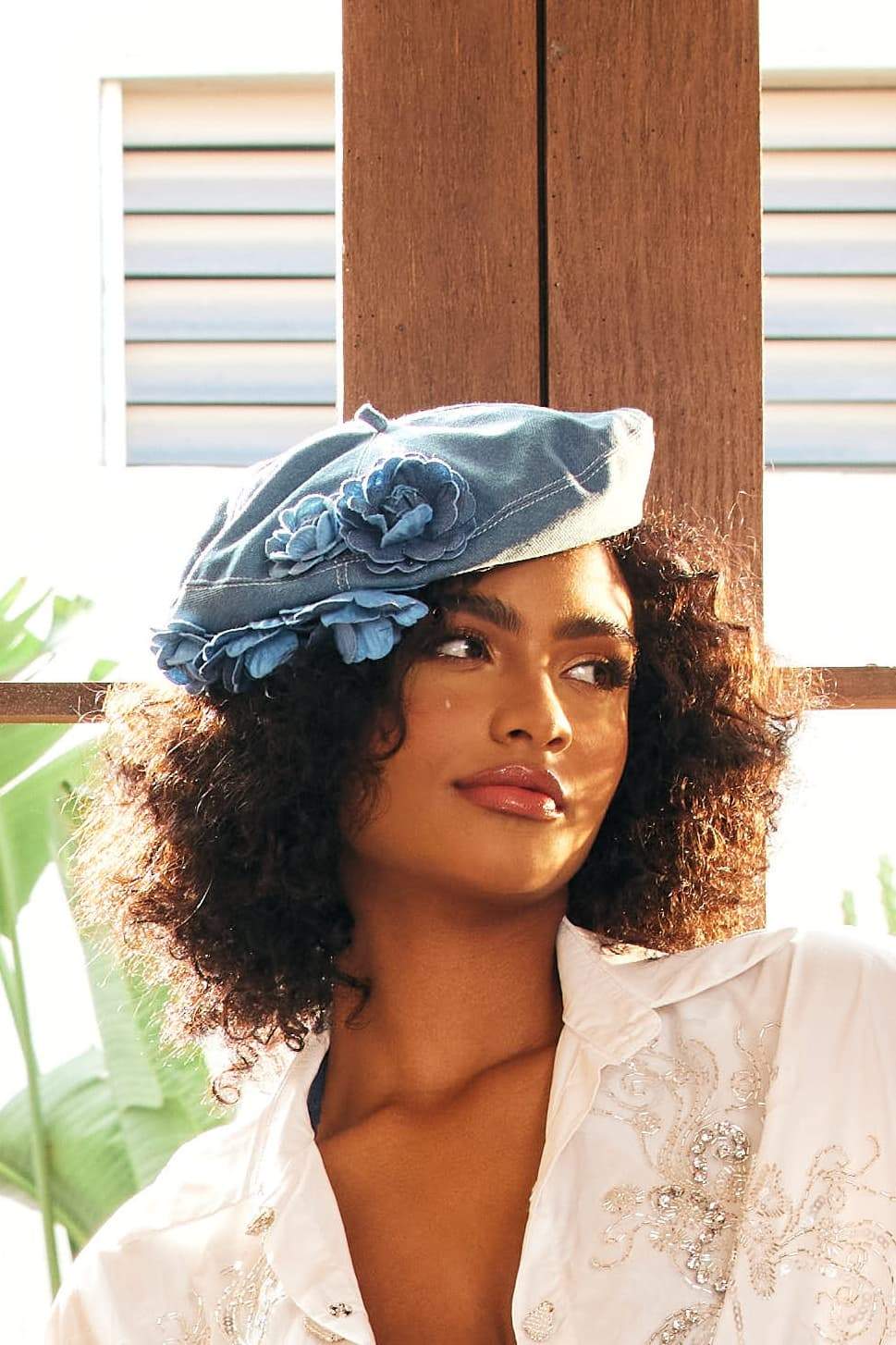 Cappello basco in denim Camellia