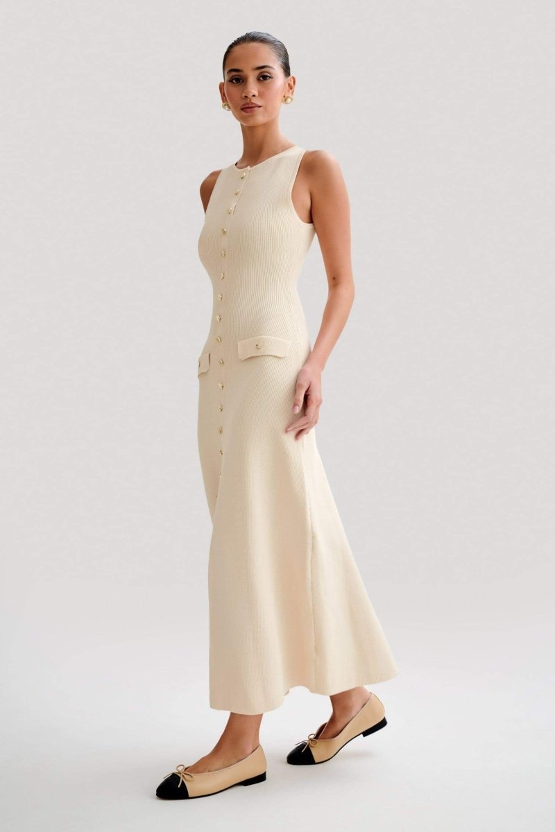 dresses-Claire Knit Sleeveless Maxi Dress-SD00606042876-Apricot-S - Sunfere