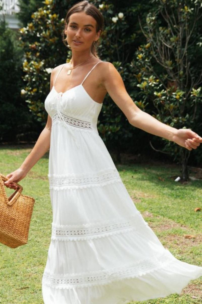 Cora Lace Trim A-line Maxi Sundress