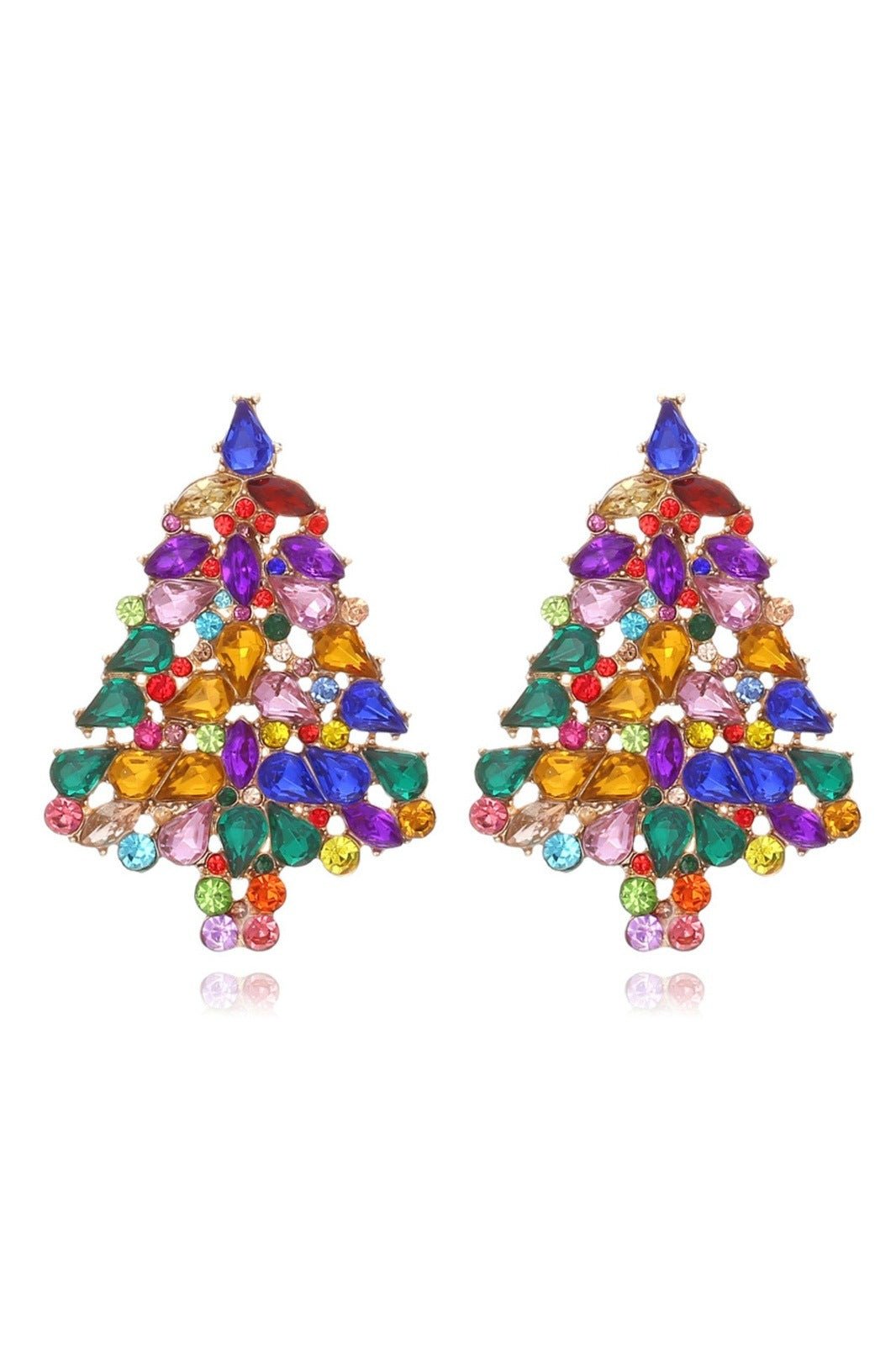 Diamante Christmas Tree Earrings-Sunfere