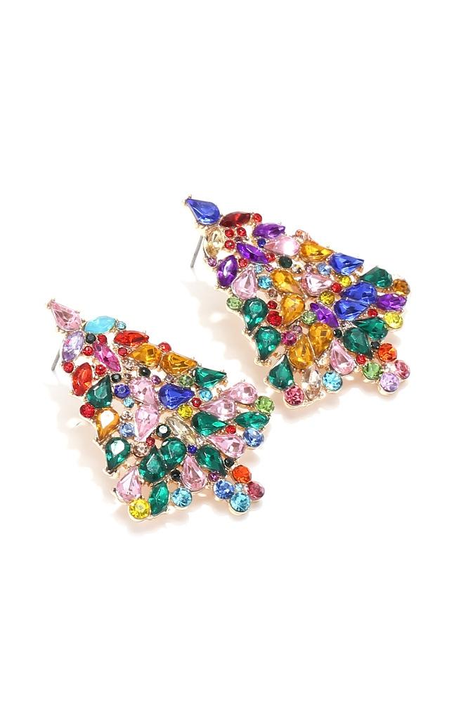 Boucles d'oreilles sapin de Noël en diamant