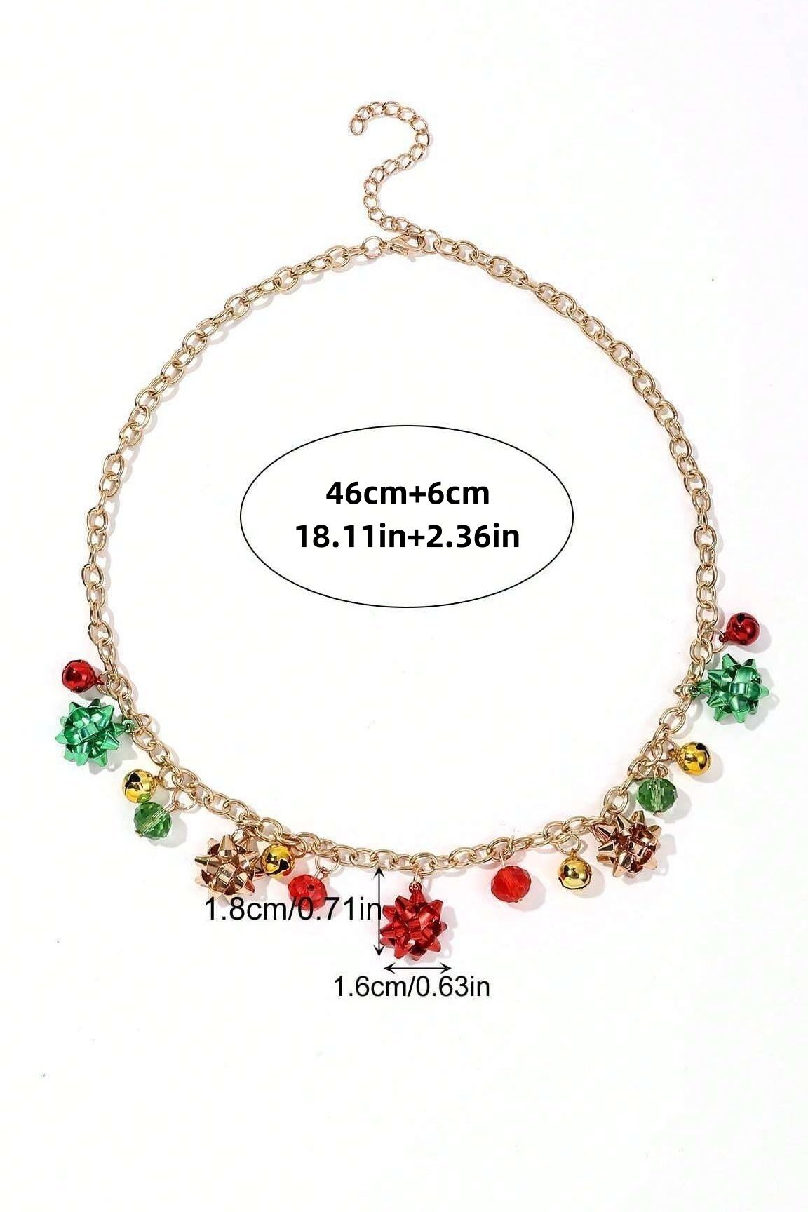 Eileen Christmas Jingle Bell Alloy Flower Halskjede