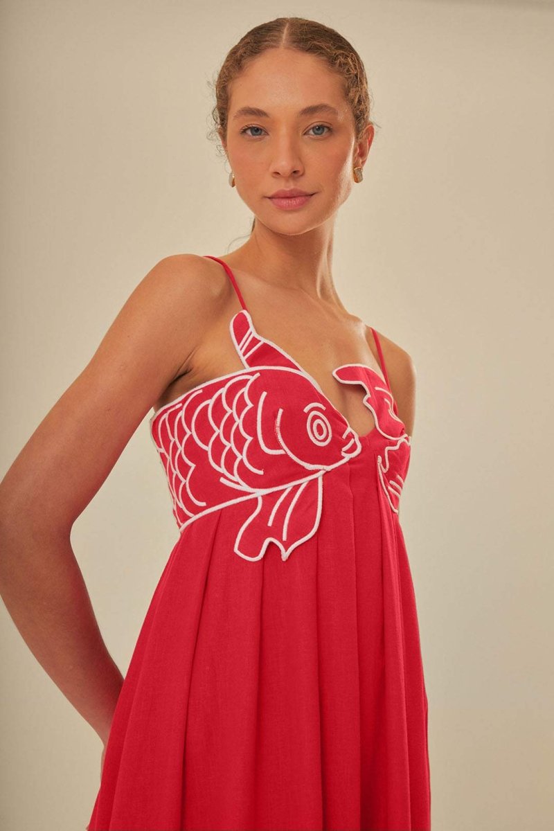 dresses - Eileen Goldfish Embroidered Maxi Slip Dress - SD00206182932 - Red - S - Sunfere