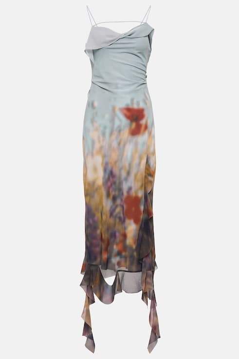 Elvira Bloemenprint Ruffle Midi Slip Dress