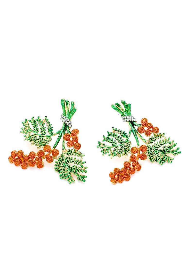 Enamel Red Pine Cone Earrings-Sunfere