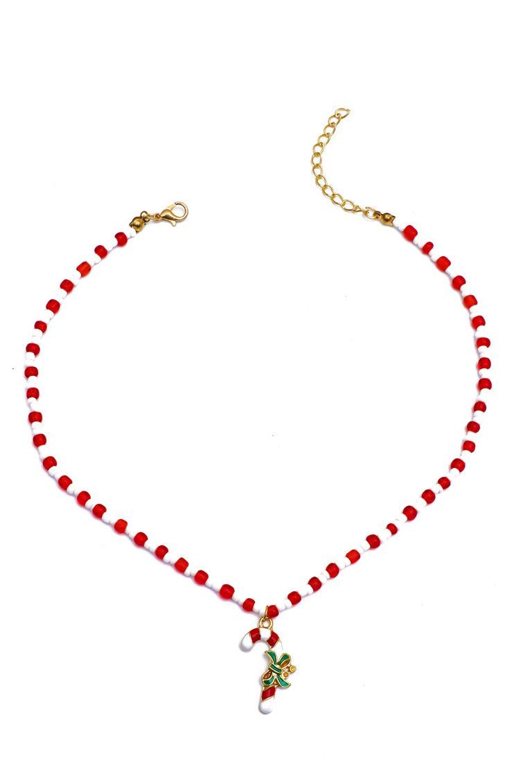 Collier de perles en forme de canne à sucre émaillée