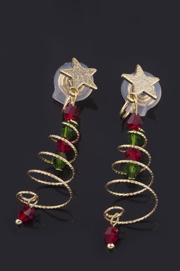 Boucles d'oreilles pendantes en forme de sapin de Noël Eudora