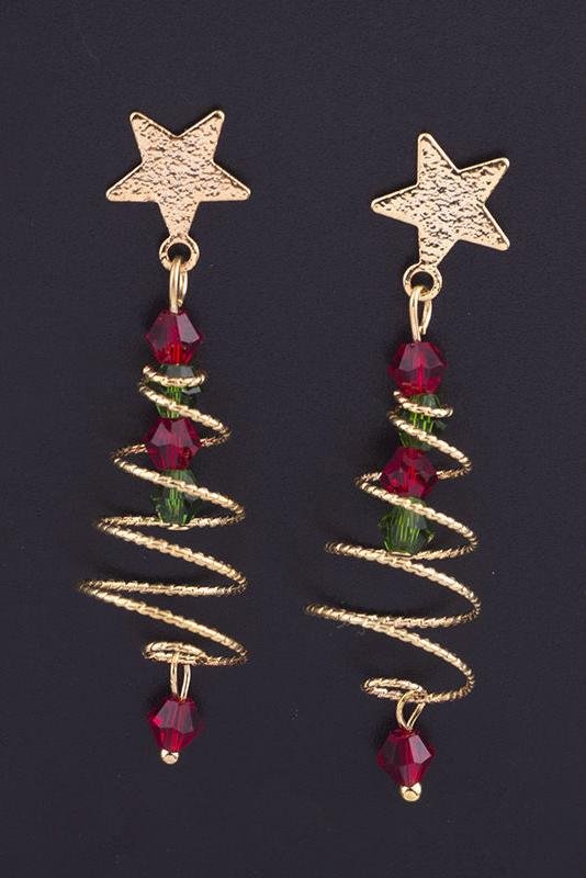 Boucles d'oreilles pendantes en forme de sapin de Noël Eudora