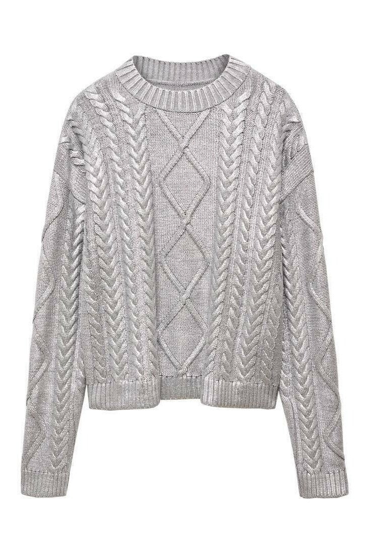 Suéter Genevieve Metallic Foiled Cable-knit