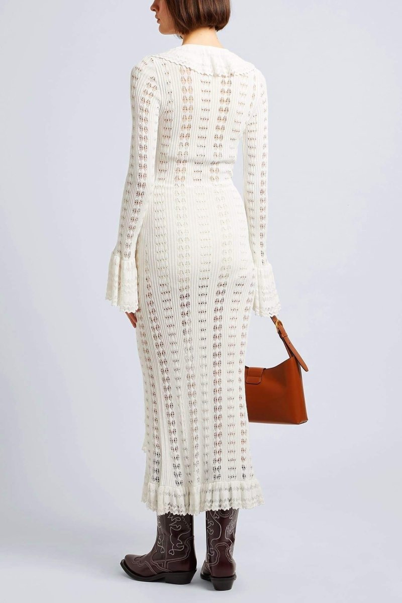 Vestido midi de crochet con volantes de Georgia