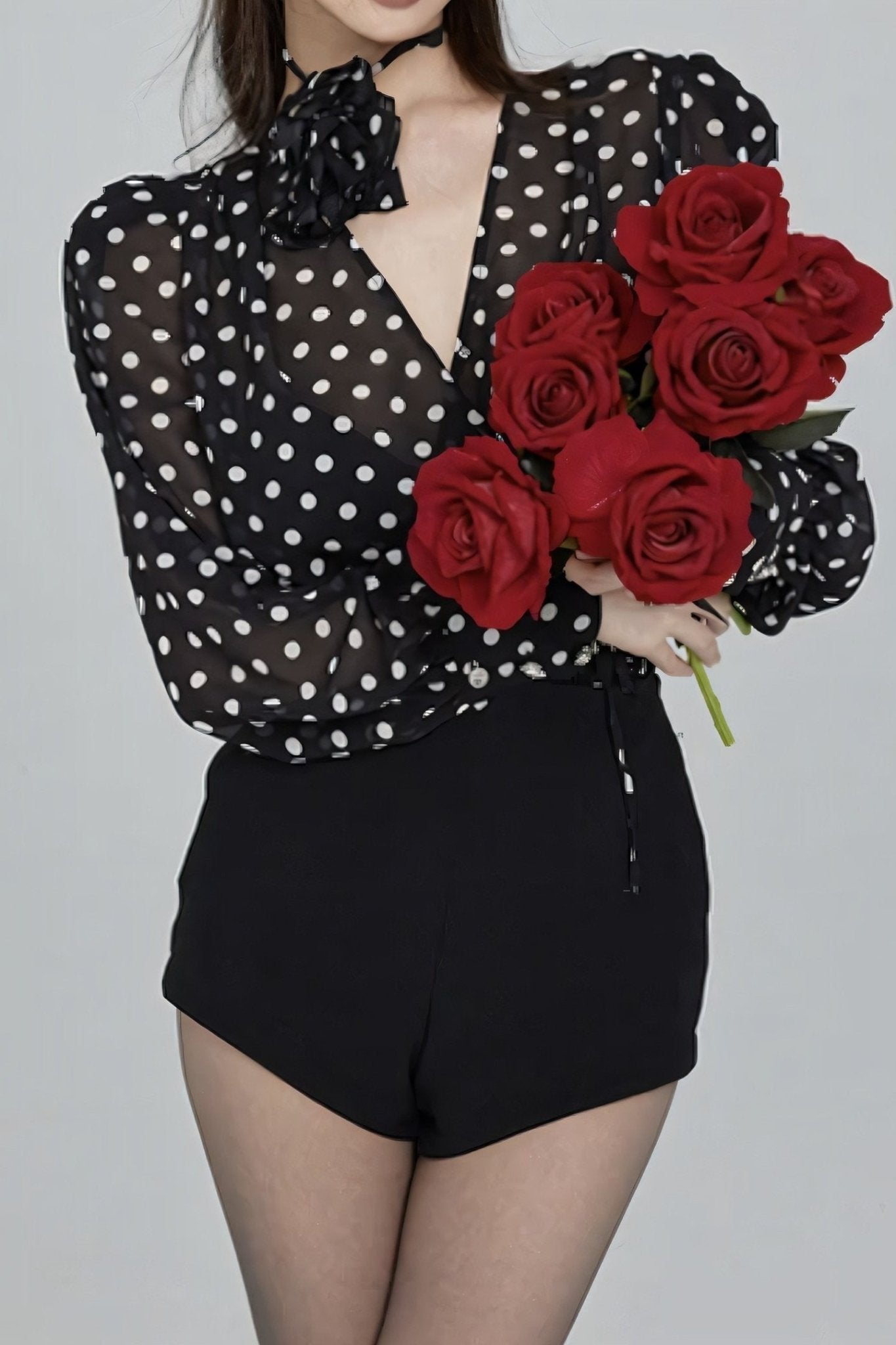 Gilda Polka Dot Blouse met Lange Mouwen