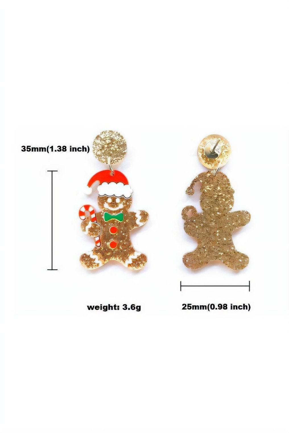 Glitter Gingerbread Man Drop örhängen