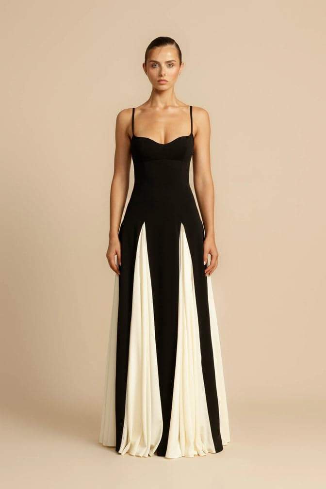 dresses-Griselda Color Block Maxi Slip Dress-SD00605212827-Black-S - Sunfere