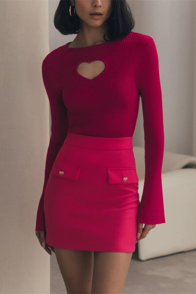 Heart Cut-out Knit Top-Sunfere