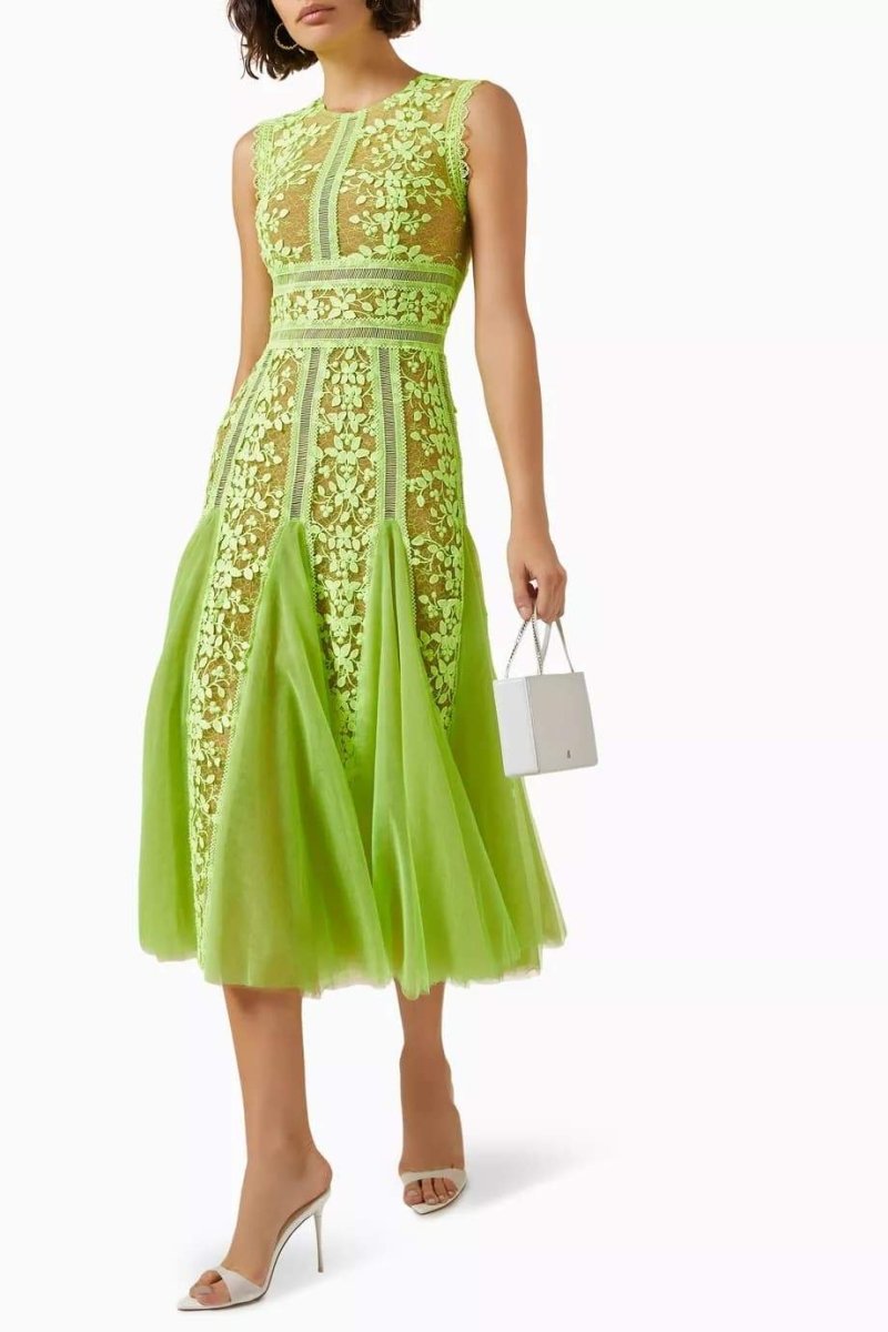 dresses-Heather Embroidered Lace Midi Dress-SD00603182477-Green-S - Sunfere