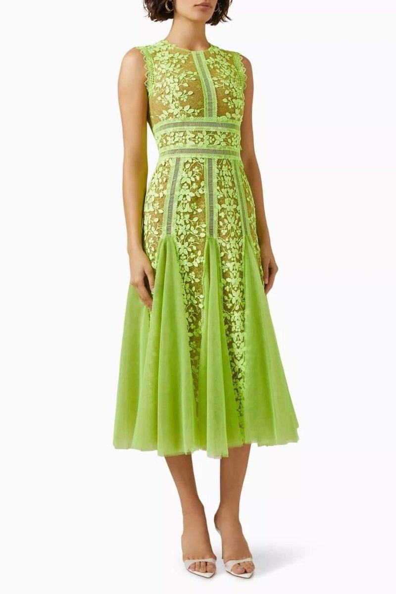 dresses-Heather Embroidered Lace Midi Dress-SD00603182477-Green-S - Sunfere