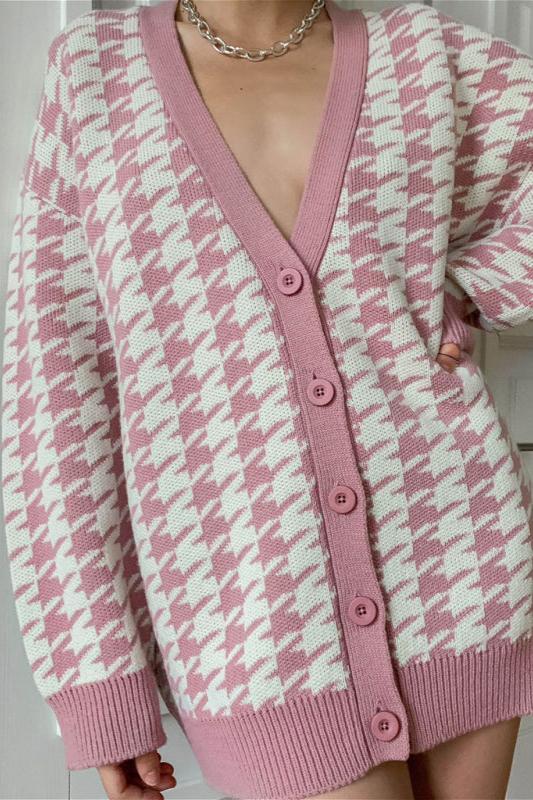 Ζακέτα Houndstooth Oversized