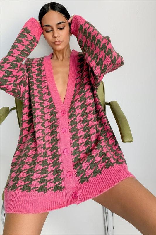 Ζακέτα Houndstooth Oversized