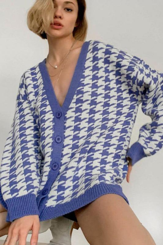 Ζακέτα Houndstooth Oversized