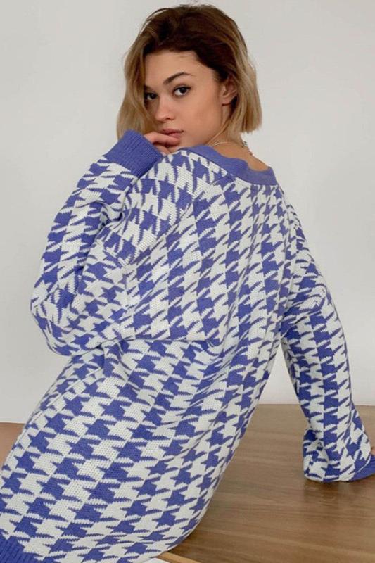 Ζακέτα Houndstooth Oversized