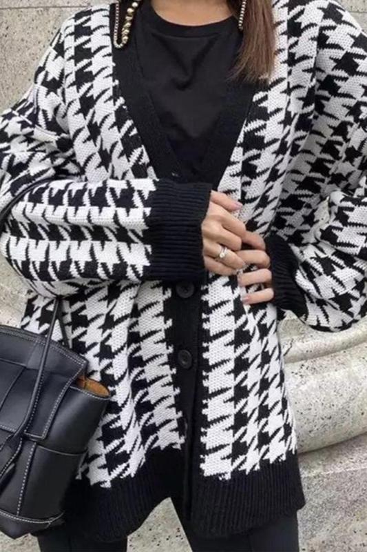 Ζακέτα Houndstooth Oversized