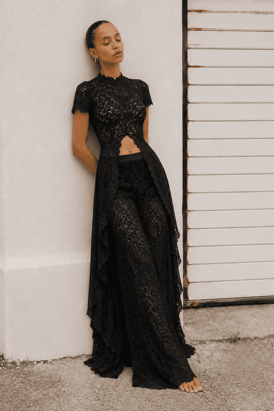 Sheer Cropped Lace Top