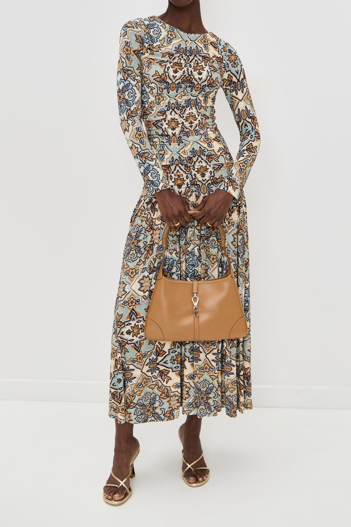 Elegant Geometric Floral Midi Dress