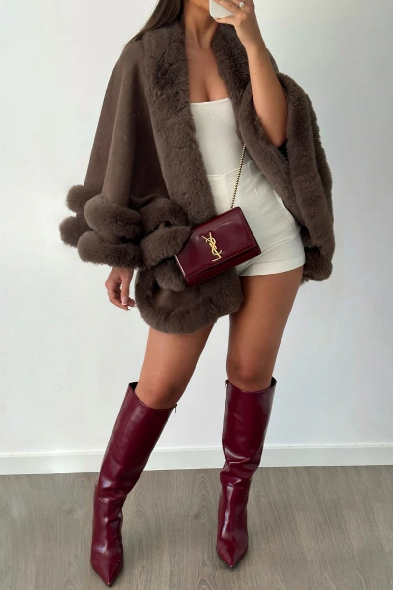 Furry Bat-Style Cape Coat