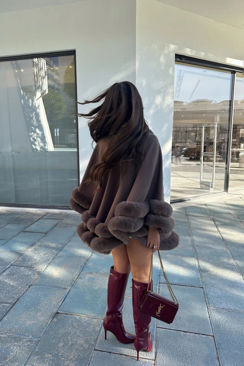 Furry Bat-Style Cape Coat