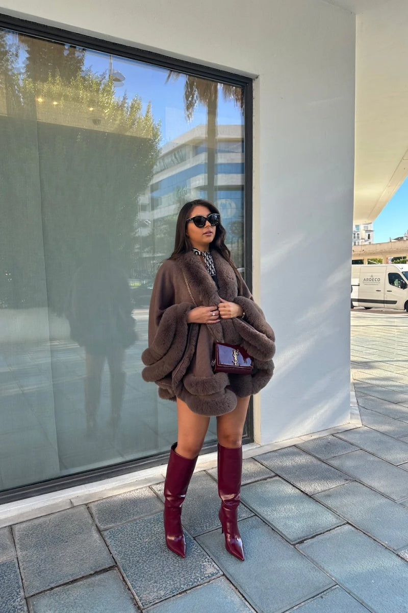 Furry Bat-Style Cape Coat