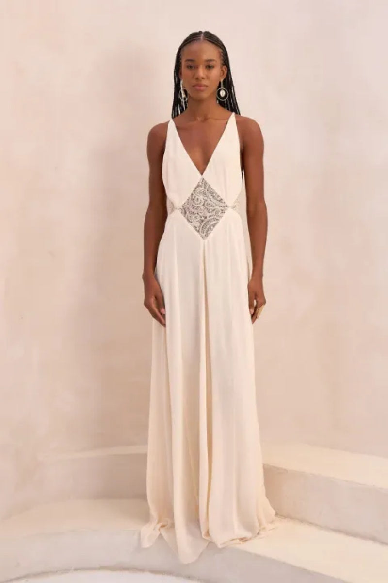 Lace Hollow Back Maxi Dress