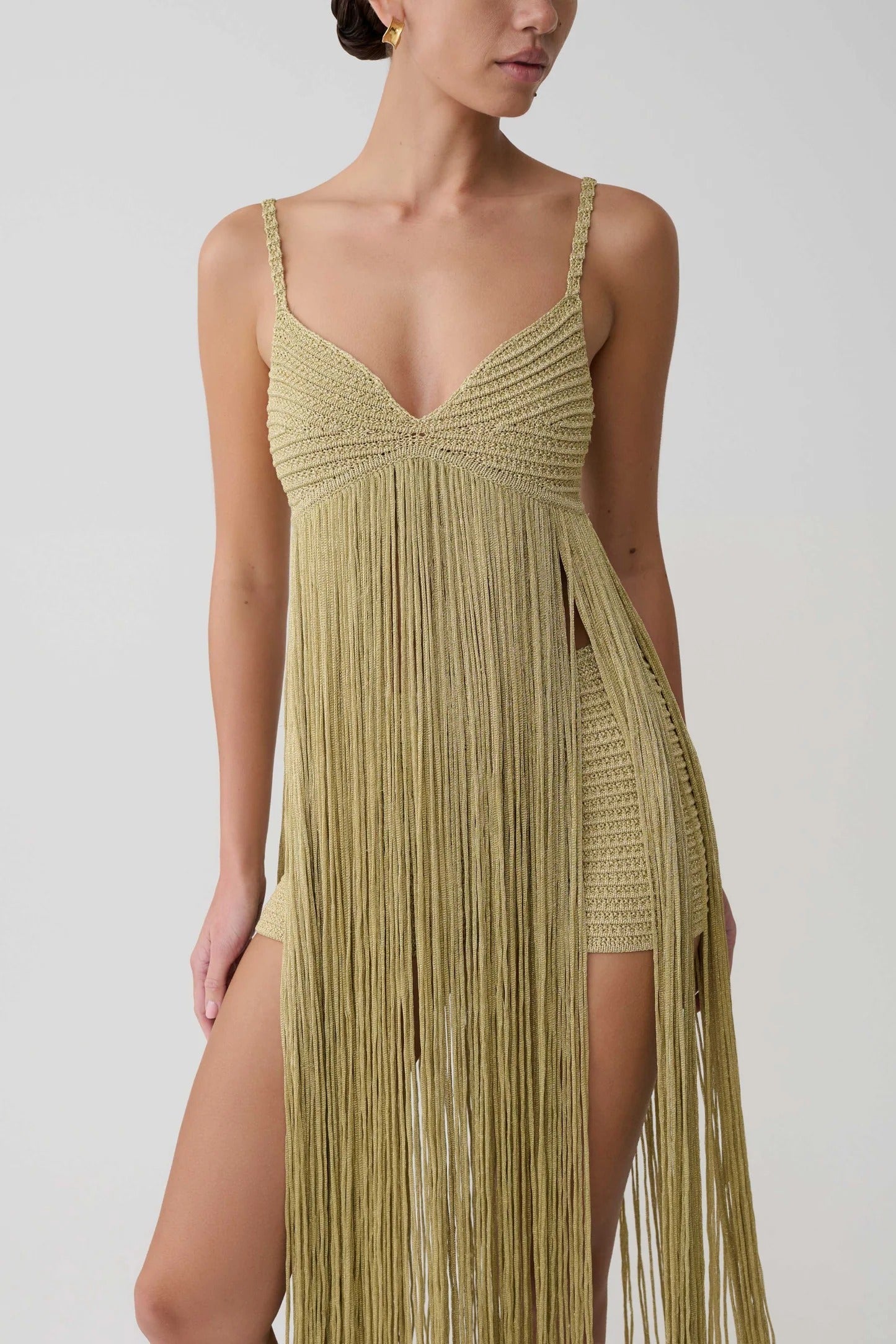 Fringe Crochet Camisole Short Set