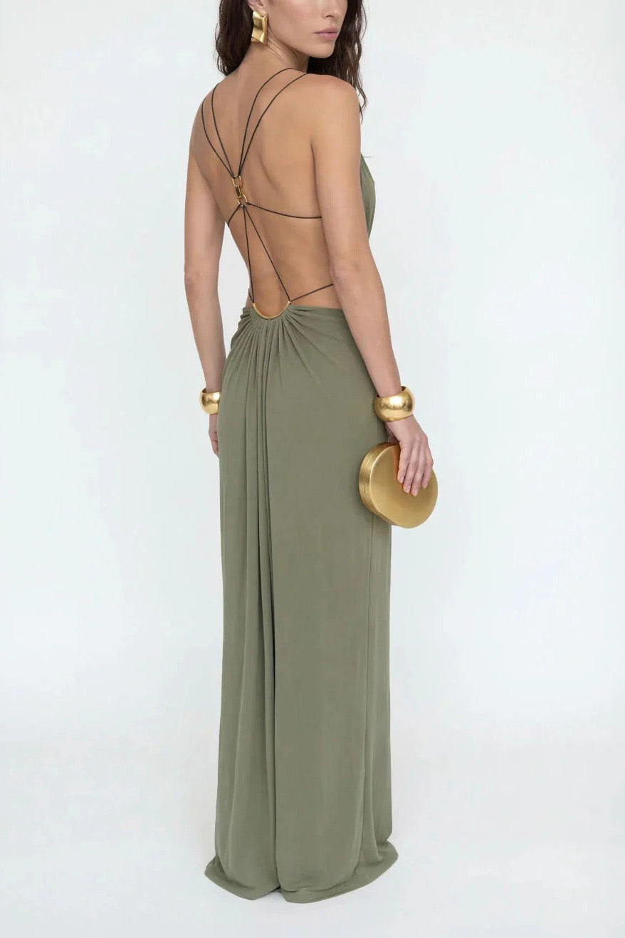 Vestido midi de encaje bordado con brezo