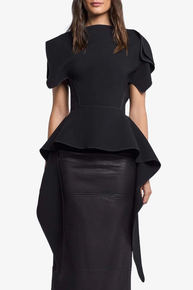 Set aus Fransel-Broumblegpantalonen a strukturéiertem Peplum-Top