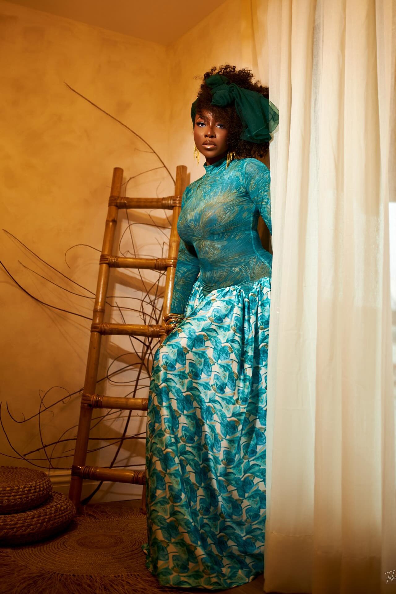 Oceanic Abstract Pleated Maxi Dress