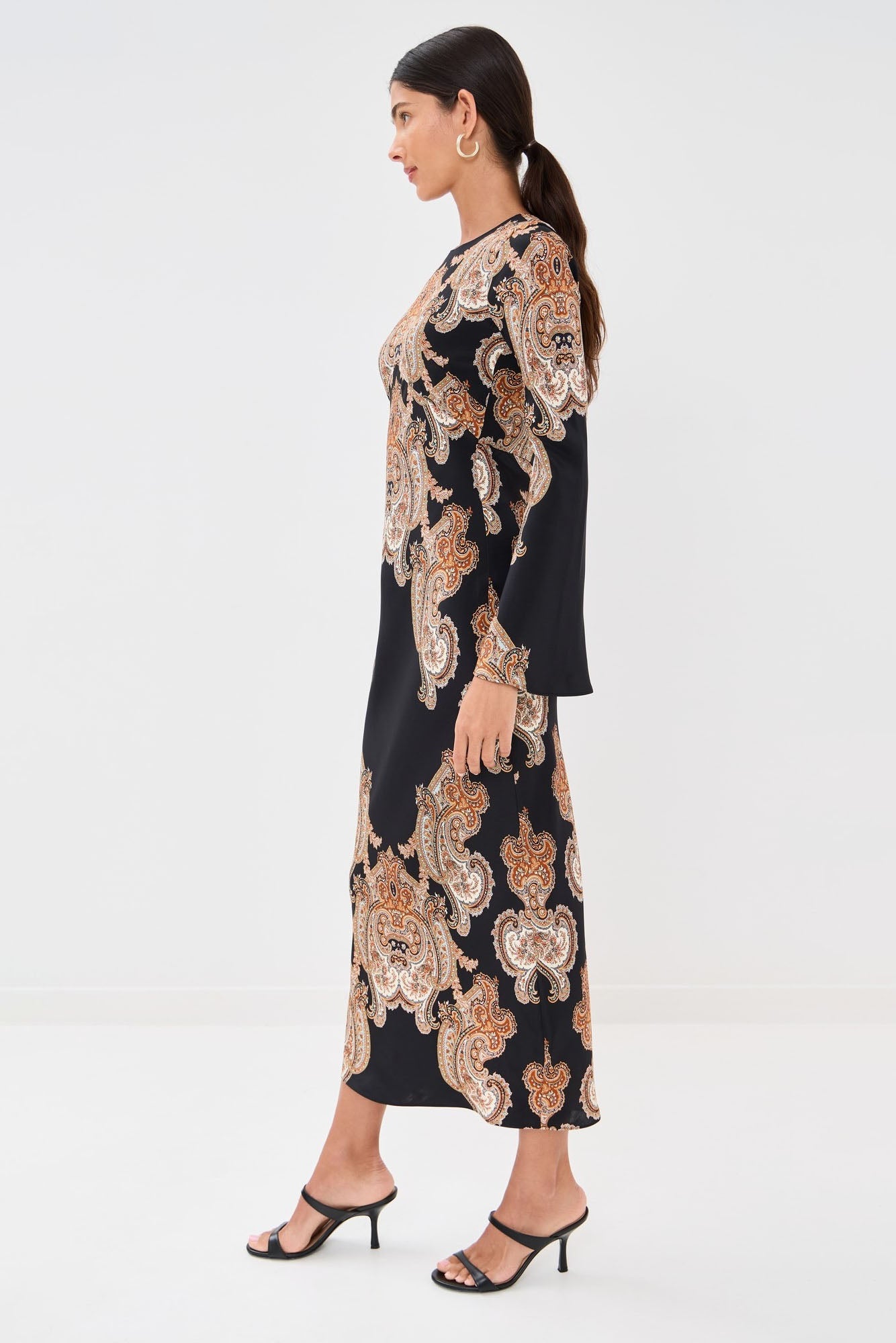 Vintage Paisley Print Maxi Dress