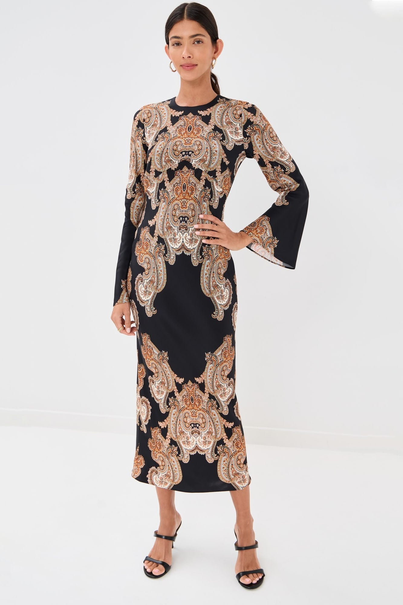 Vintage Paisley Print Maxi Dress
