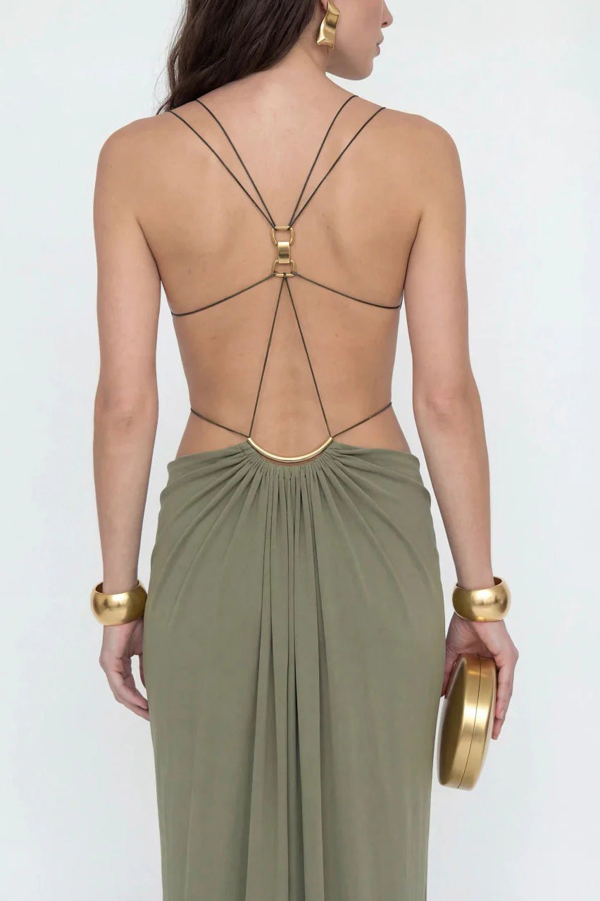 Vestido midi de encaje bordado con brezo